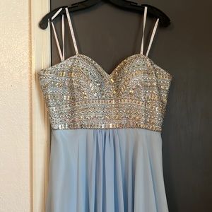 Size 6 light blue strapless prom dress
